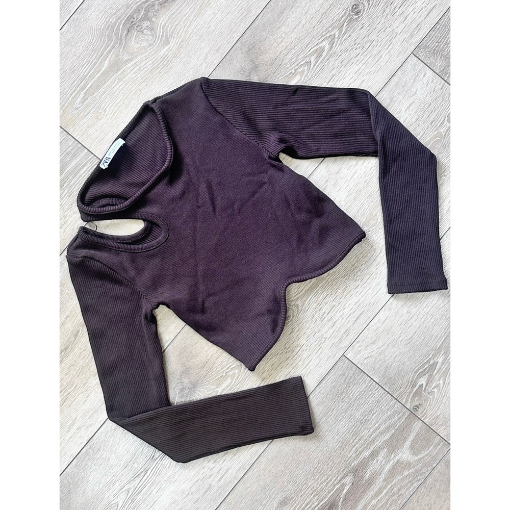 Zara Ribbed Long Sleeve Crop Top - Picture 4 of 13